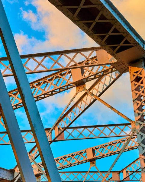 Steel,Bridge,Geometry,At,Sunrise,Low,Angle,View Steel,Bridge,Geometry,At,Sunrise,Low,Angle,View